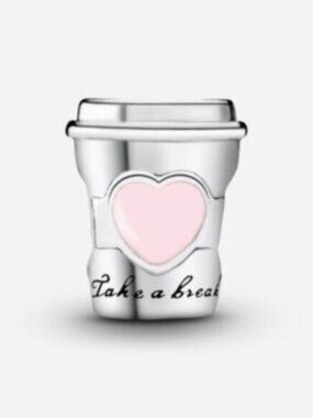 Pandora Silver Charm with Pink Heart